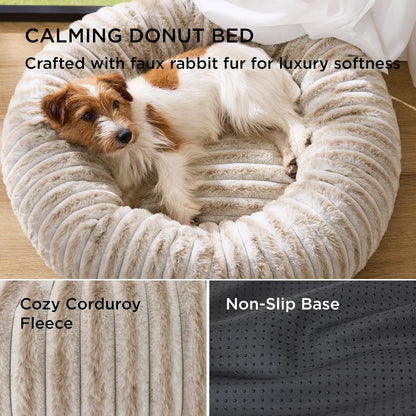 ComfyFleece® Donut Dog Bed Medium Size Dog with Washable Cover