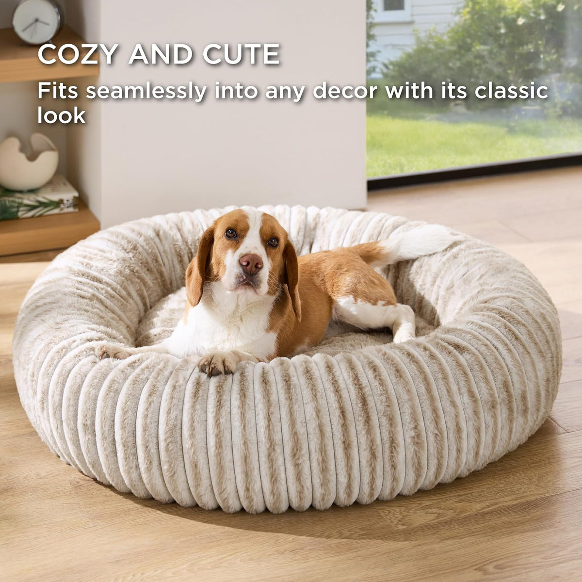 ComfyFleece® Donut Dog Bed Medium Size Dog with Washable Cover