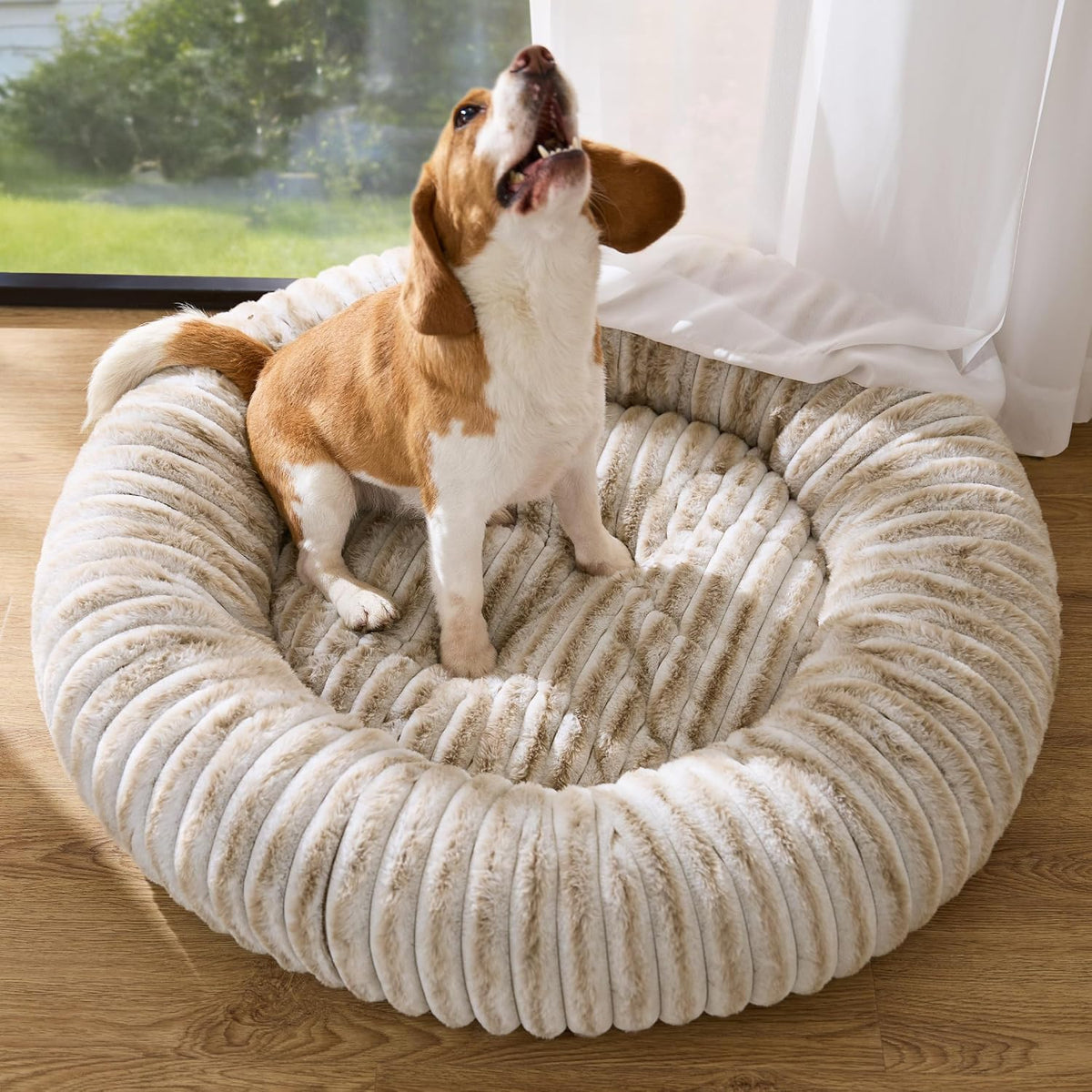 ComfyFleece® Donut Dog Bed Medium Size Dog with Washable Cover