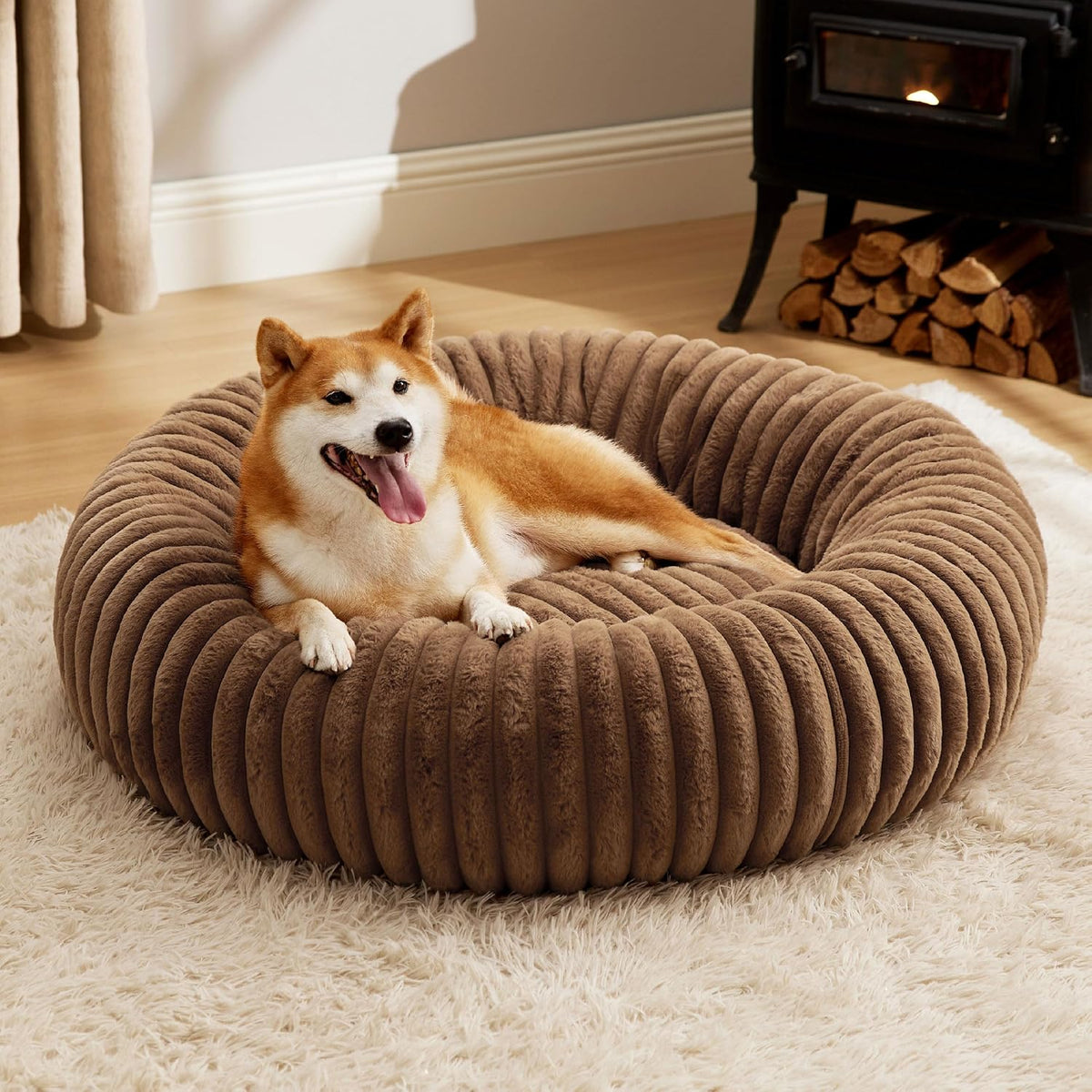 ComfyFleece® Donut Dog Bed Medium Size Dog with Washable Cover