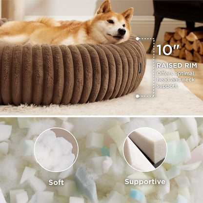 ComfyFleece® Donut Dog Bed Medium Size Dog with Washable Cover