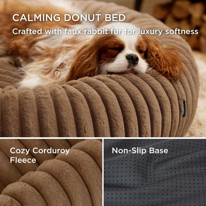 ComfyFleece® Donut Dog Bed Medium Size Dog with Washable Cover
