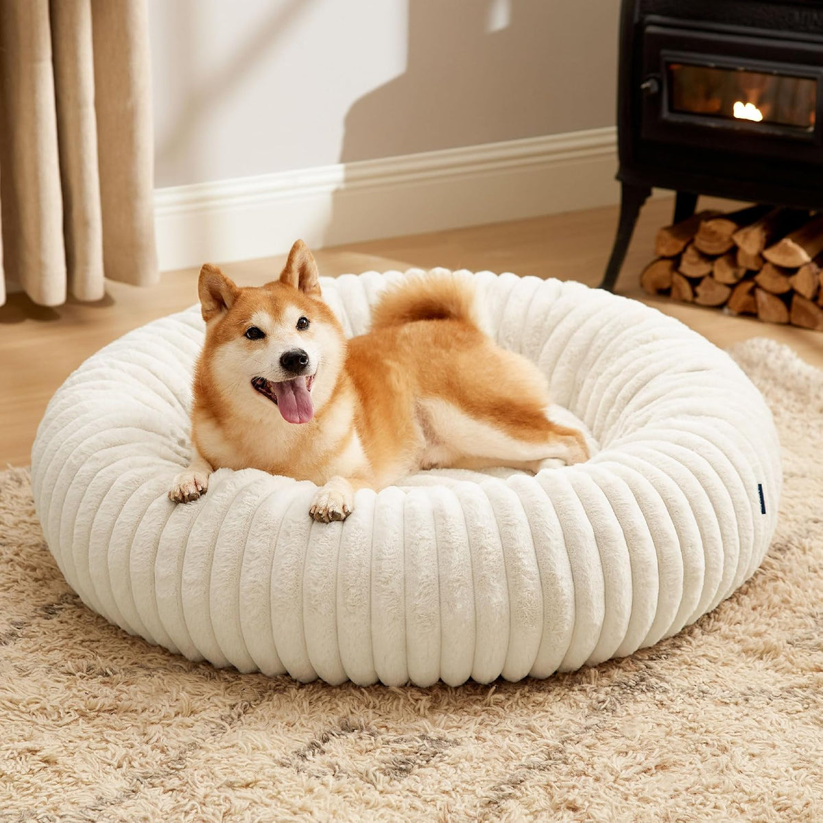 ComfyFleece® Donut Dog Bed Medium Size Dog with Washable Cover