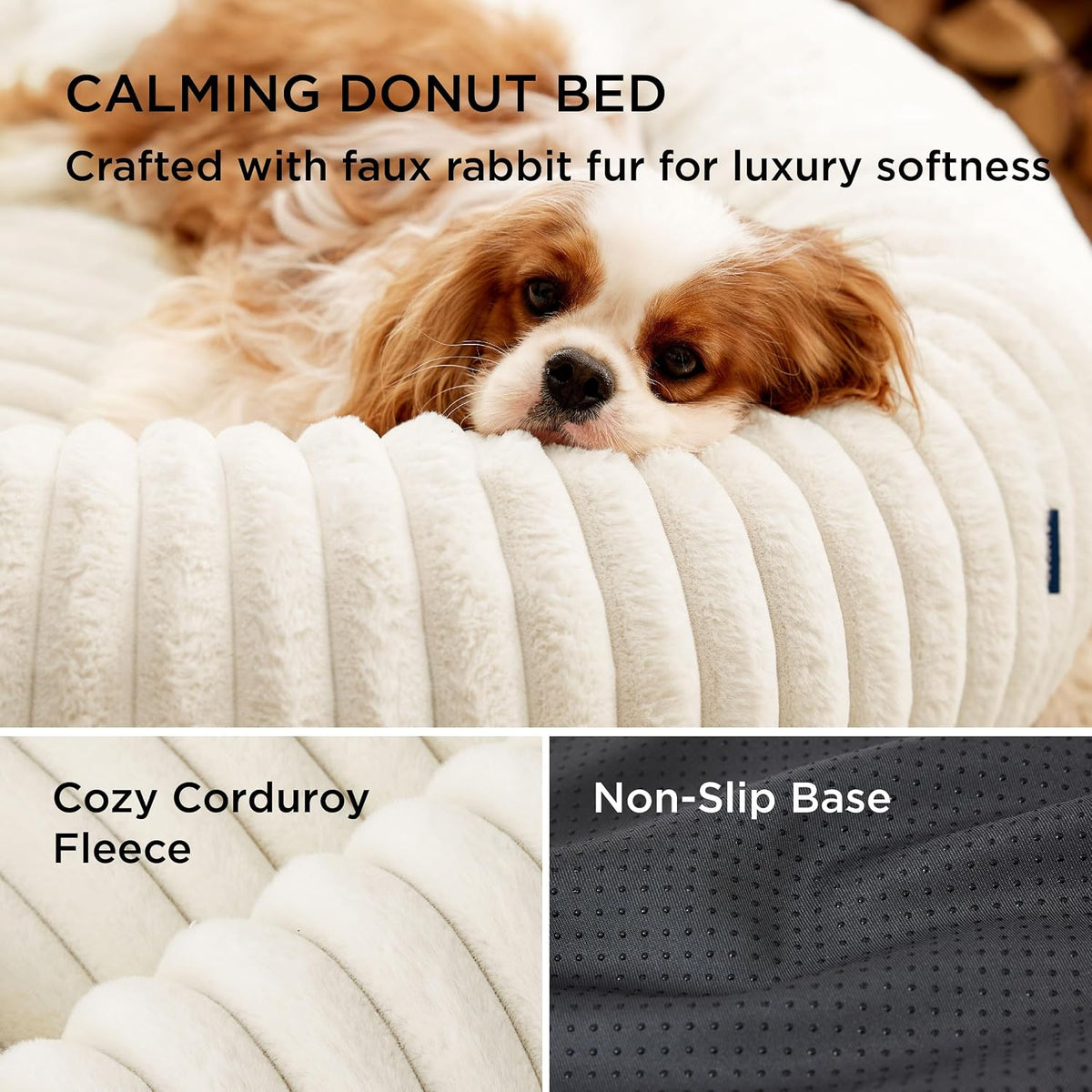 ComfyFleece® Donut Dog Bed Medium Size Dog with Washable Cover