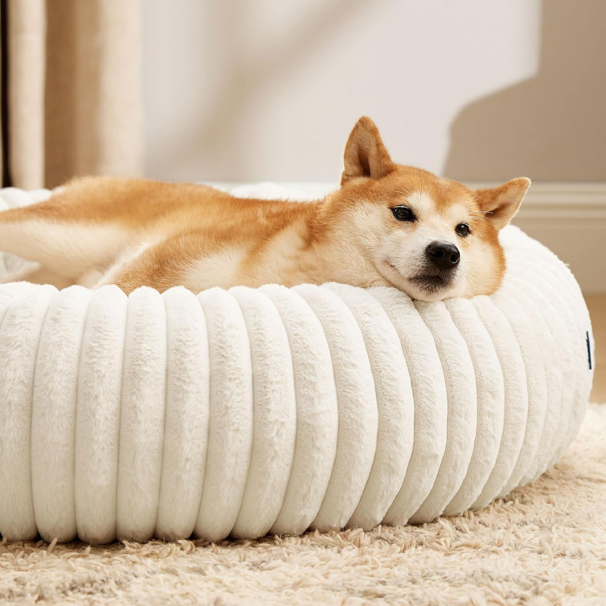 ComfyFleece® Donut Dog Bed Medium Size Dog with Washable Cover