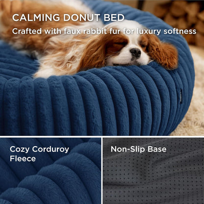 ComfyFleece® Donut Dog Bed Medium Size Dog with Washable Cover