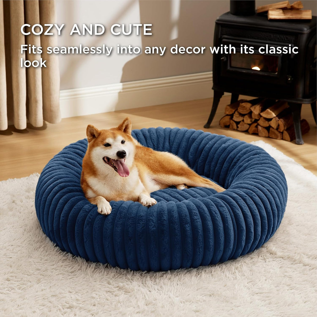 ComfyFleece® Donut Dog Bed Medium Size Dog with Washable Cover