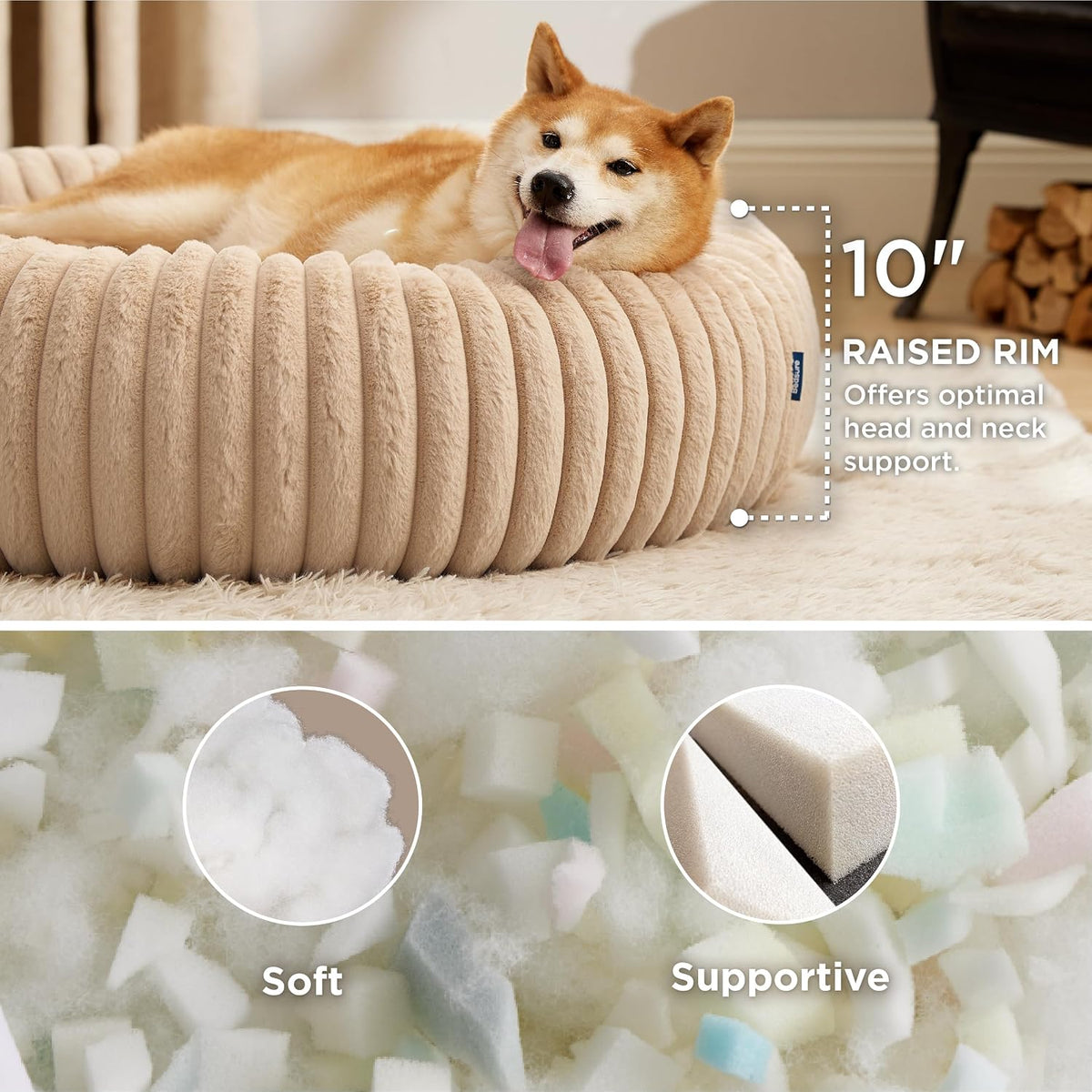 ComfyFleece® Donut Dog Bed Medium Size Dog with Washable Cover