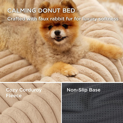 ComfyFleece® Donut Dog Bed Medium Size Dog with Washable Cover