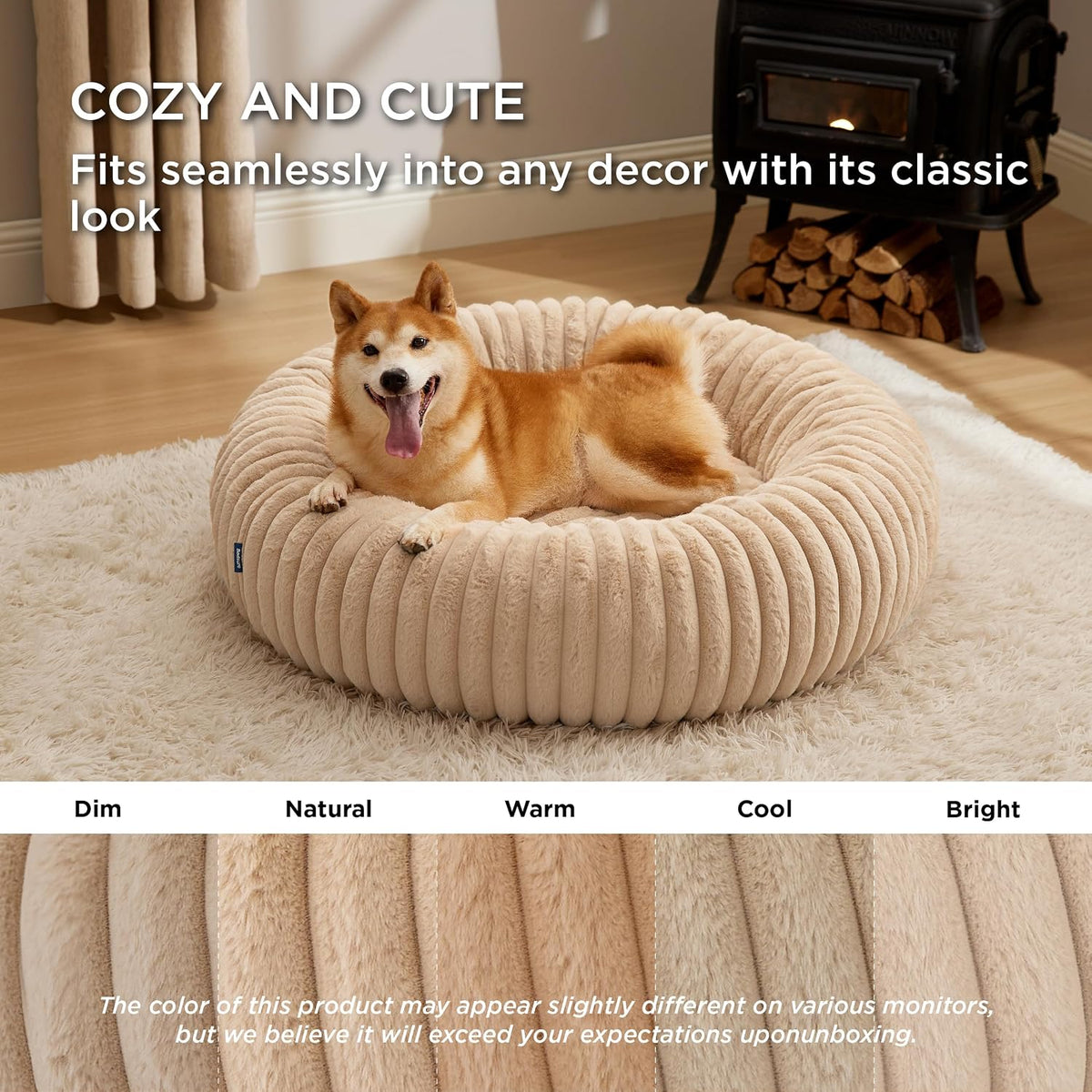ComfyFleece® Donut Dog Bed Medium Size Dog with Washable Cover