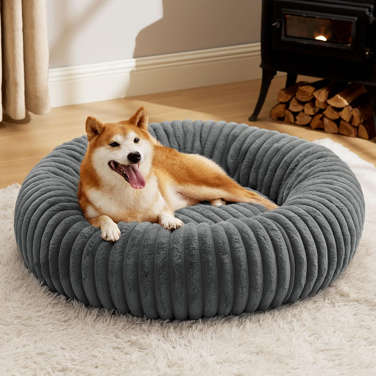 ComfyFleece® Donut Dog Bed Medium Size Dog with Washable Cover