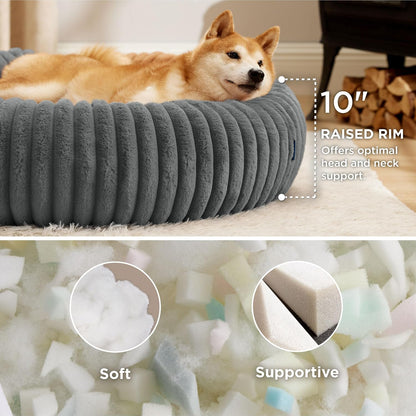 ComfyFleece® Donut Dog Bed Medium Size Dog with Washable Cover