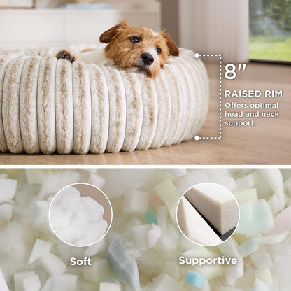 ComfyFleece® Donut Dog Bed Medium Size Dog with Washable Cover