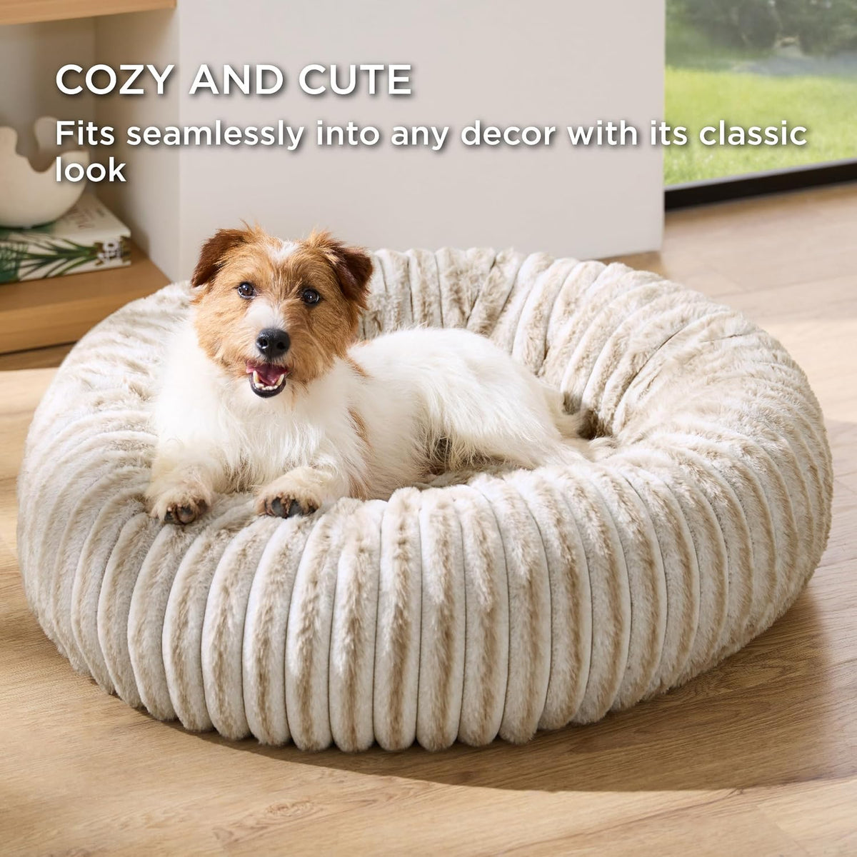 ComfyFleece® Donut Dog Bed Medium Size Dog with Washable Cover