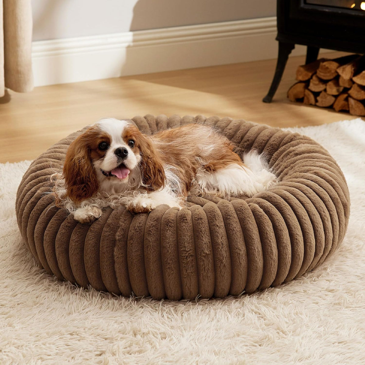 ComfyFleece® Donut Dog Bed Medium Size Dog with Washable Cover