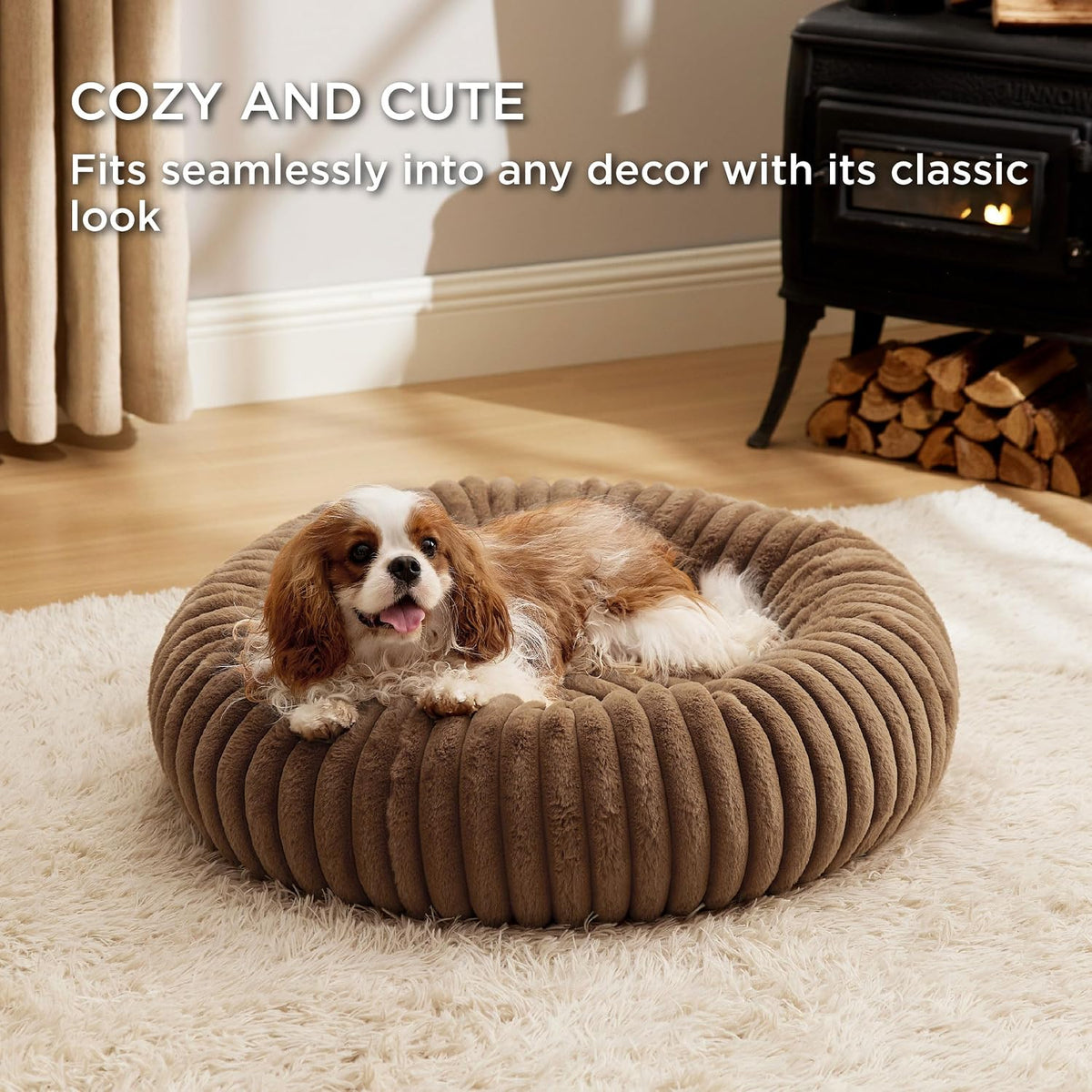 ComfyFleece® Donut Dog Bed Medium Size Dog with Washable Cover