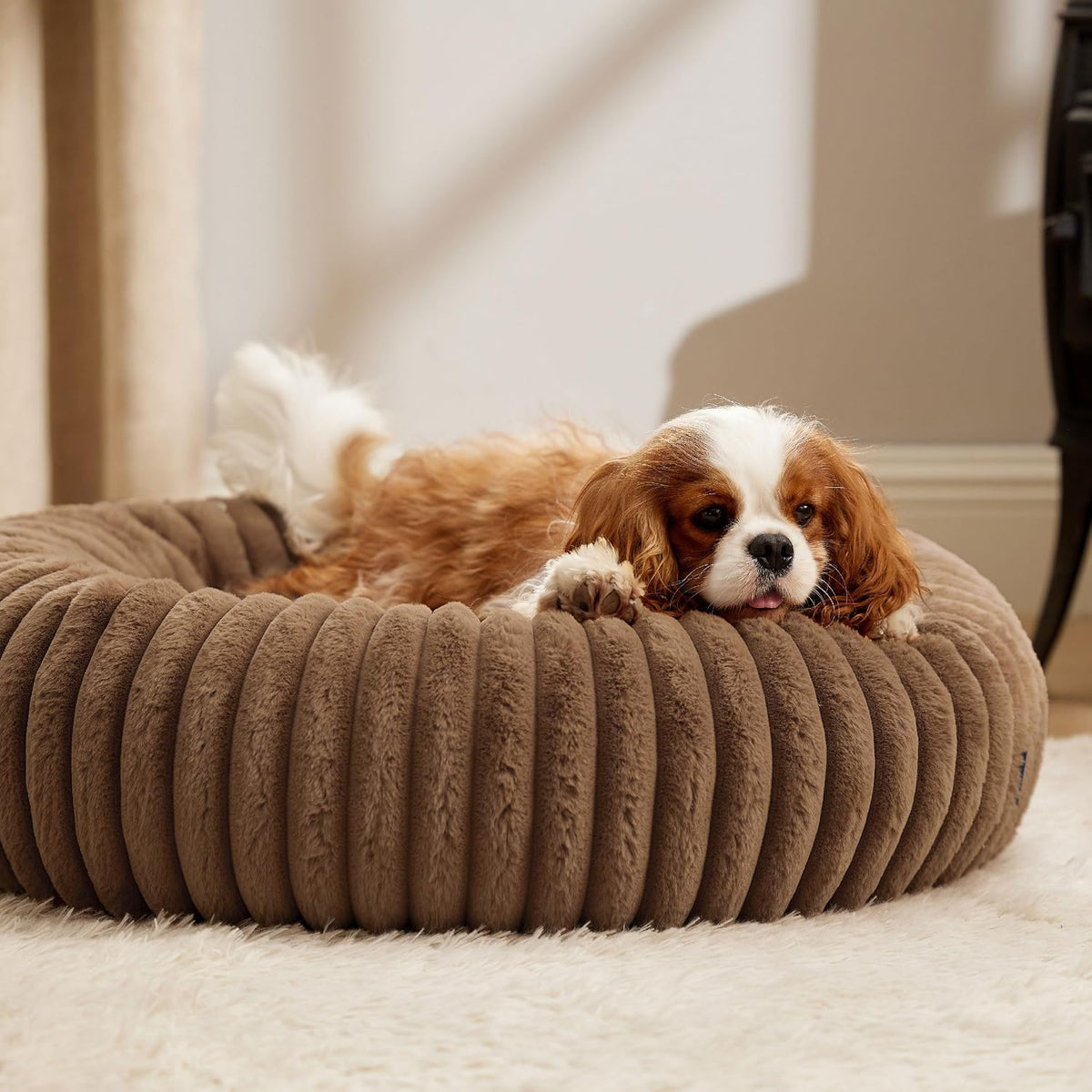 ComfyFleece® Donut Dog Bed Medium Size Dog with Washable Cover