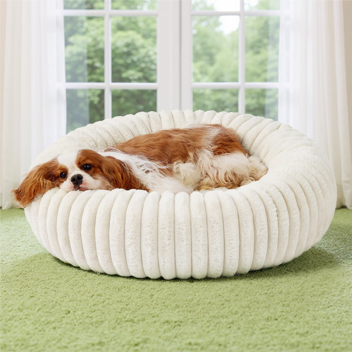 ComfyFleece® Donut Dog Bed Medium Size Dog with Washable Cover
