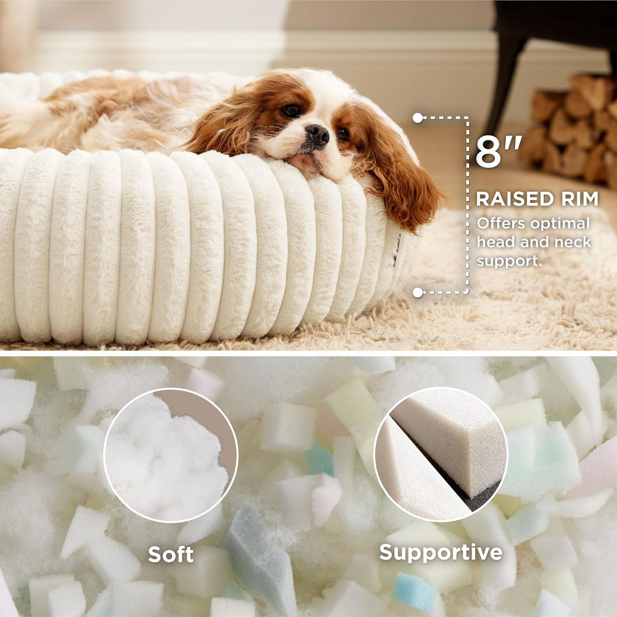 ComfyFleece® Donut Dog Bed Medium Size Dog with Washable Cover