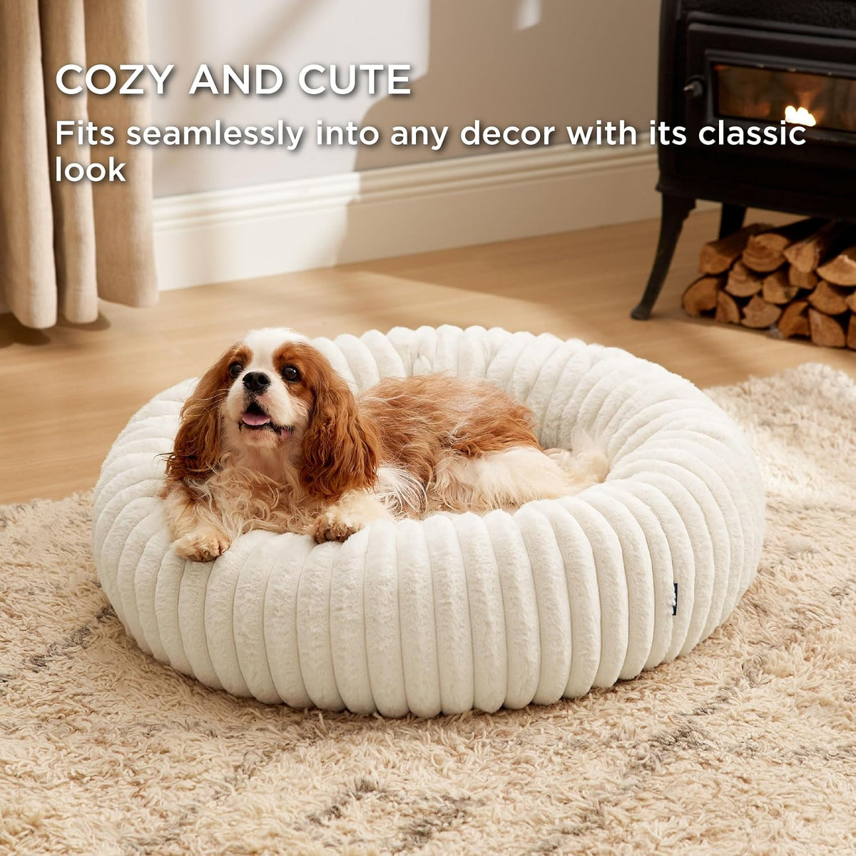 ComfyFleece® Donut Dog Bed Medium Size Dog with Washable Cover