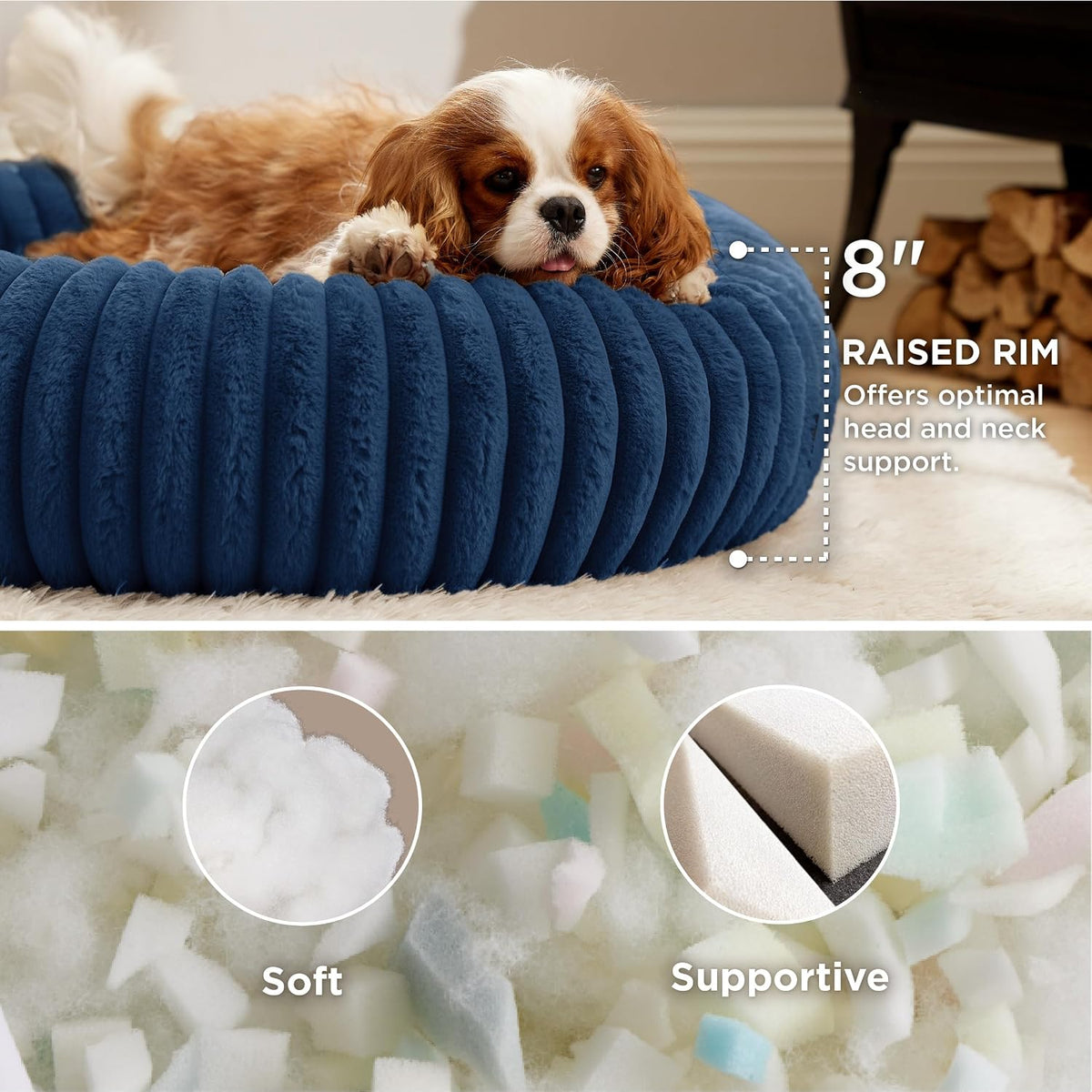 ComfyFleece® Donut Dog Bed Medium Size Dog with Washable Cover