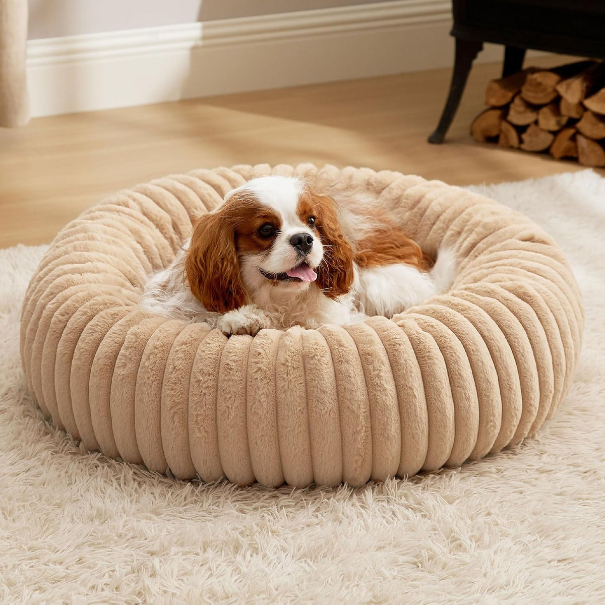 ComfyFleece® Donut Dog Bed Medium Size Dog with Washable Cover