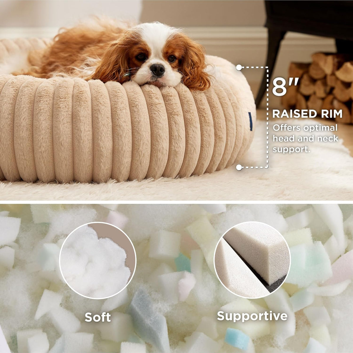 ComfyFleece® Donut Dog Bed Medium Size Dog with Washable Cover