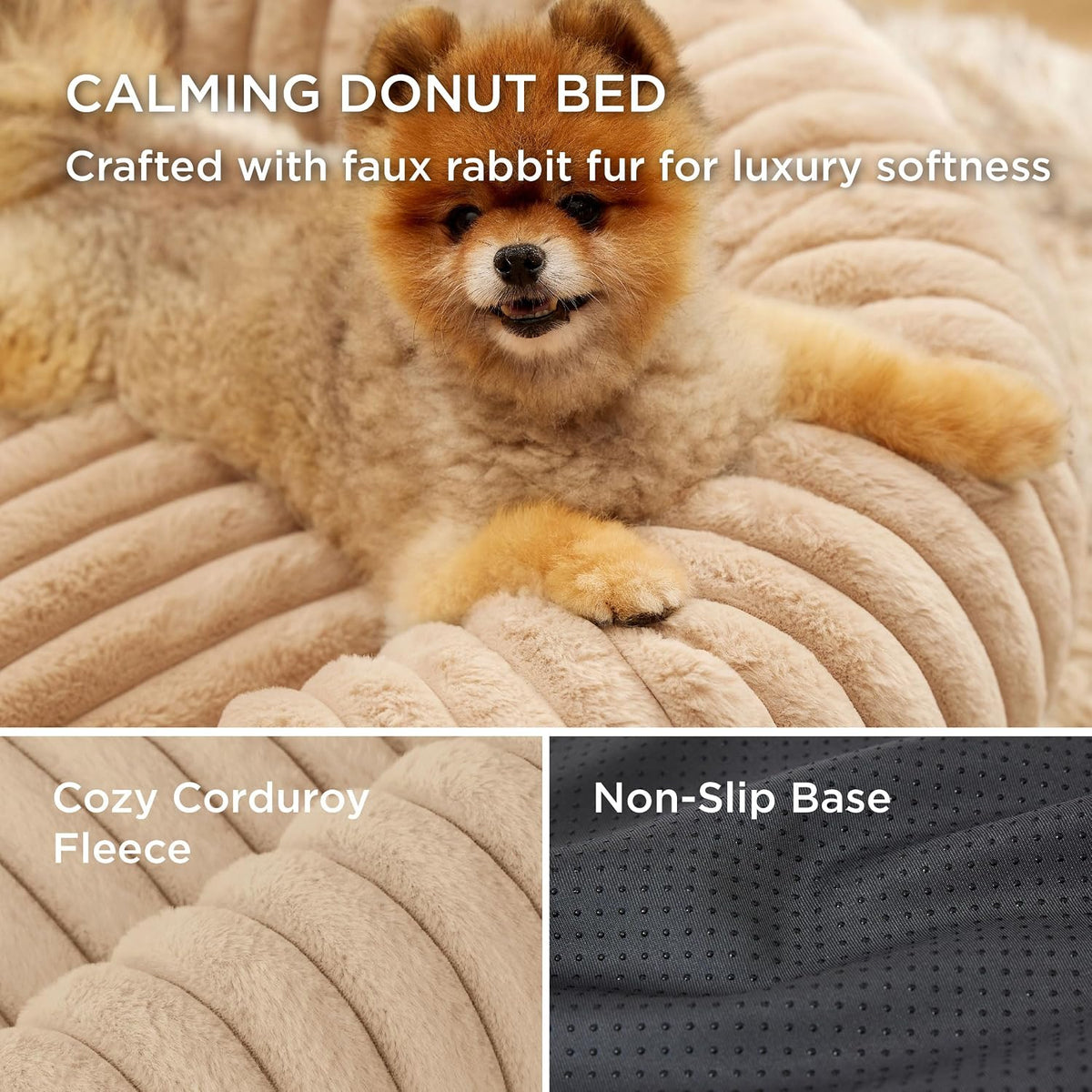 ComfyFleece® Donut Dog Bed Medium Size Dog with Washable Cover