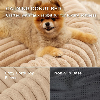 ComfyFleece® Donut Dog Bed Medium Size Dog with Washable Cover