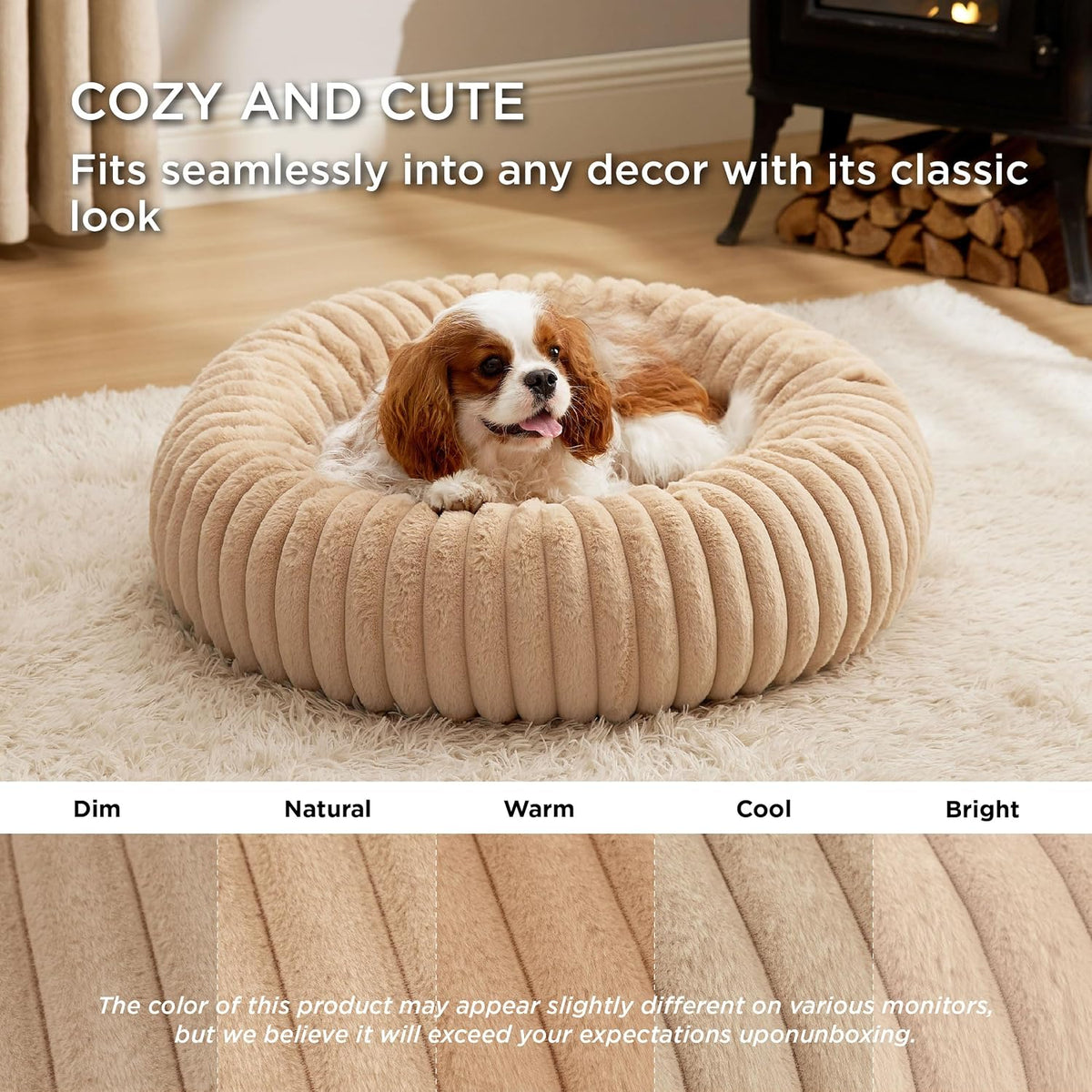 ComfyFleece® Donut Dog Bed Medium Size Dog with Washable Cover