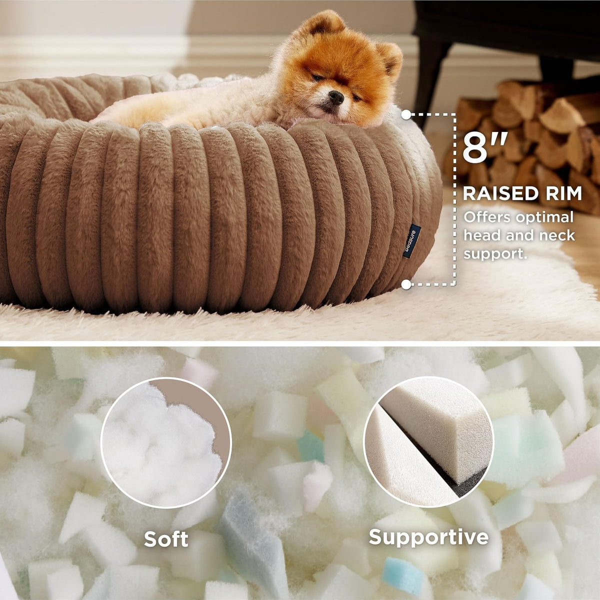 ComfyFleece® Donut Dog Bed Medium Size Dog with Washable Cover