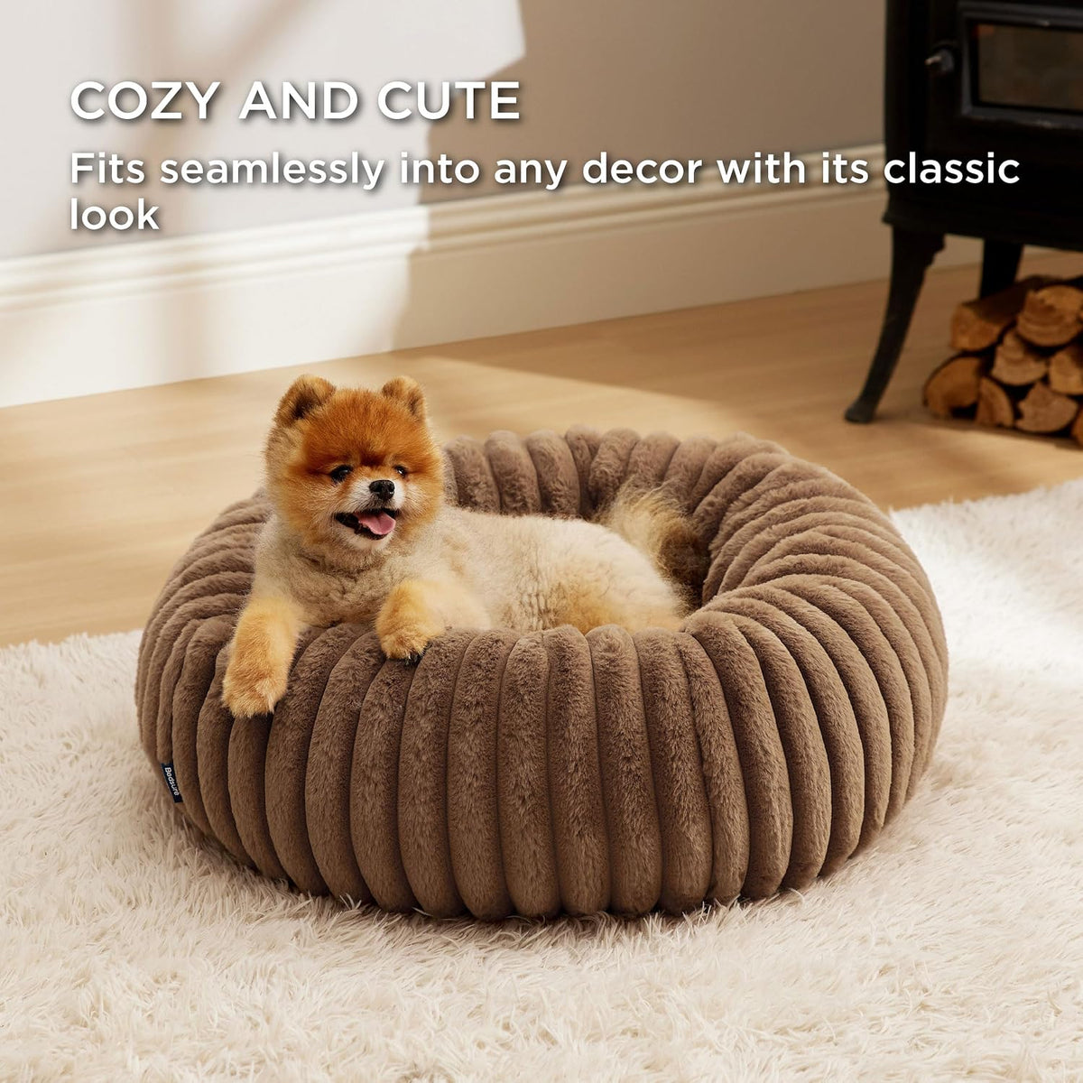 ComfyFleece® Donut Dog Bed Medium Size Dog with Washable Cover