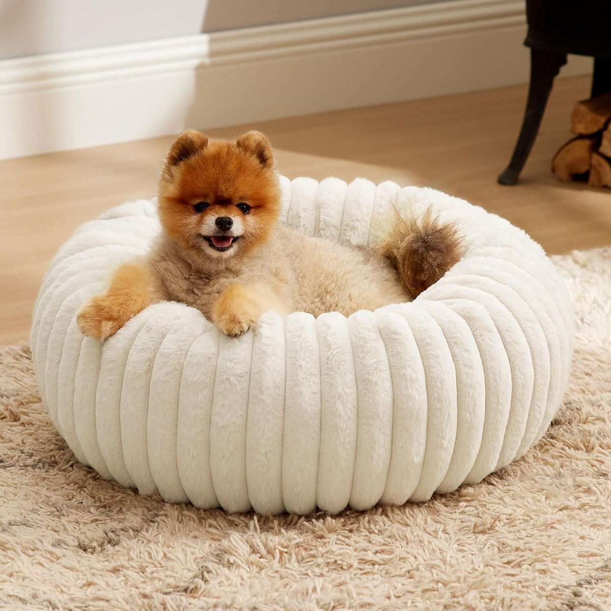 ComfyFleece® Donut Dog Bed Medium Size Dog with Washable Cover
