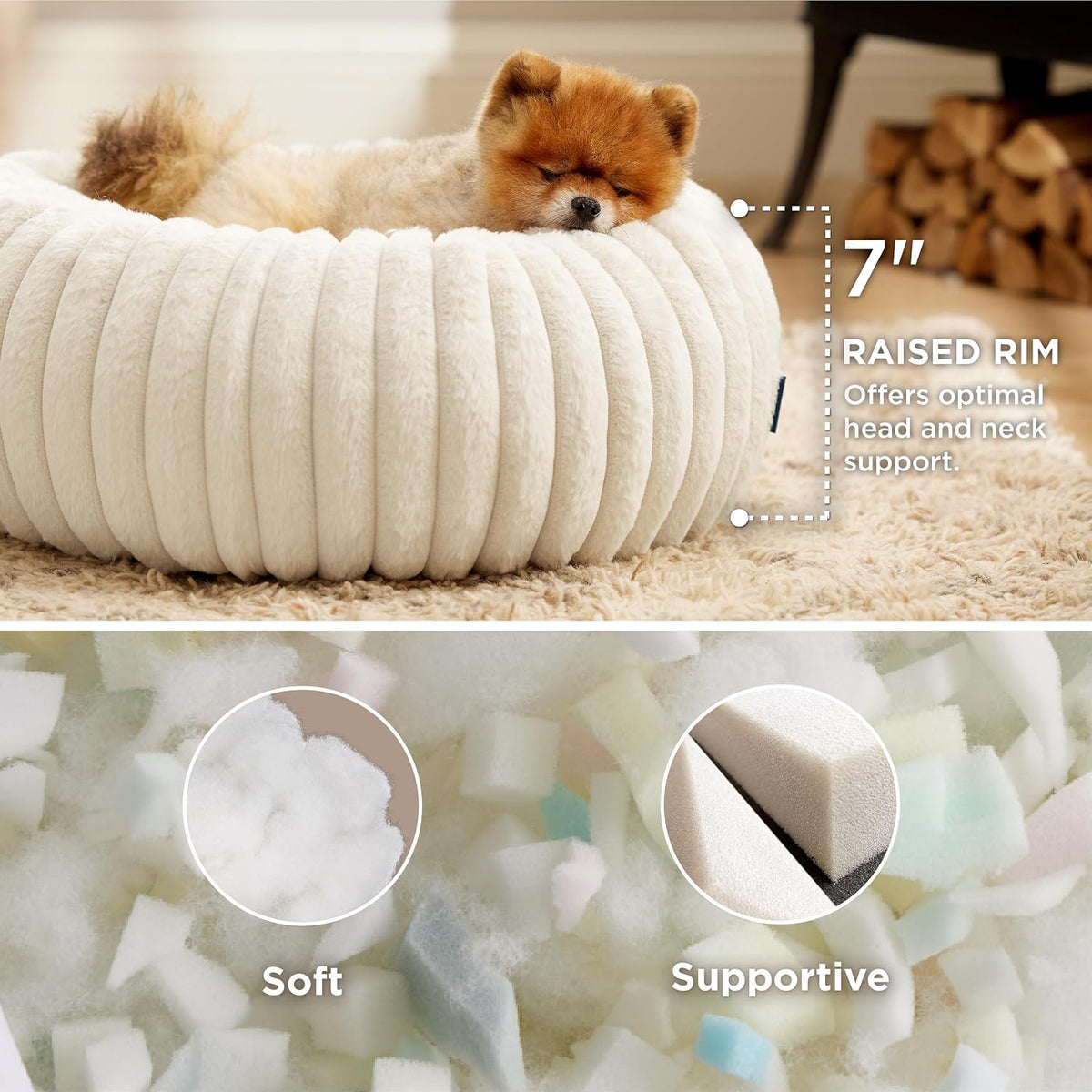 ComfyFleece® Donut Dog Bed Medium Size Dog with Washable Cover