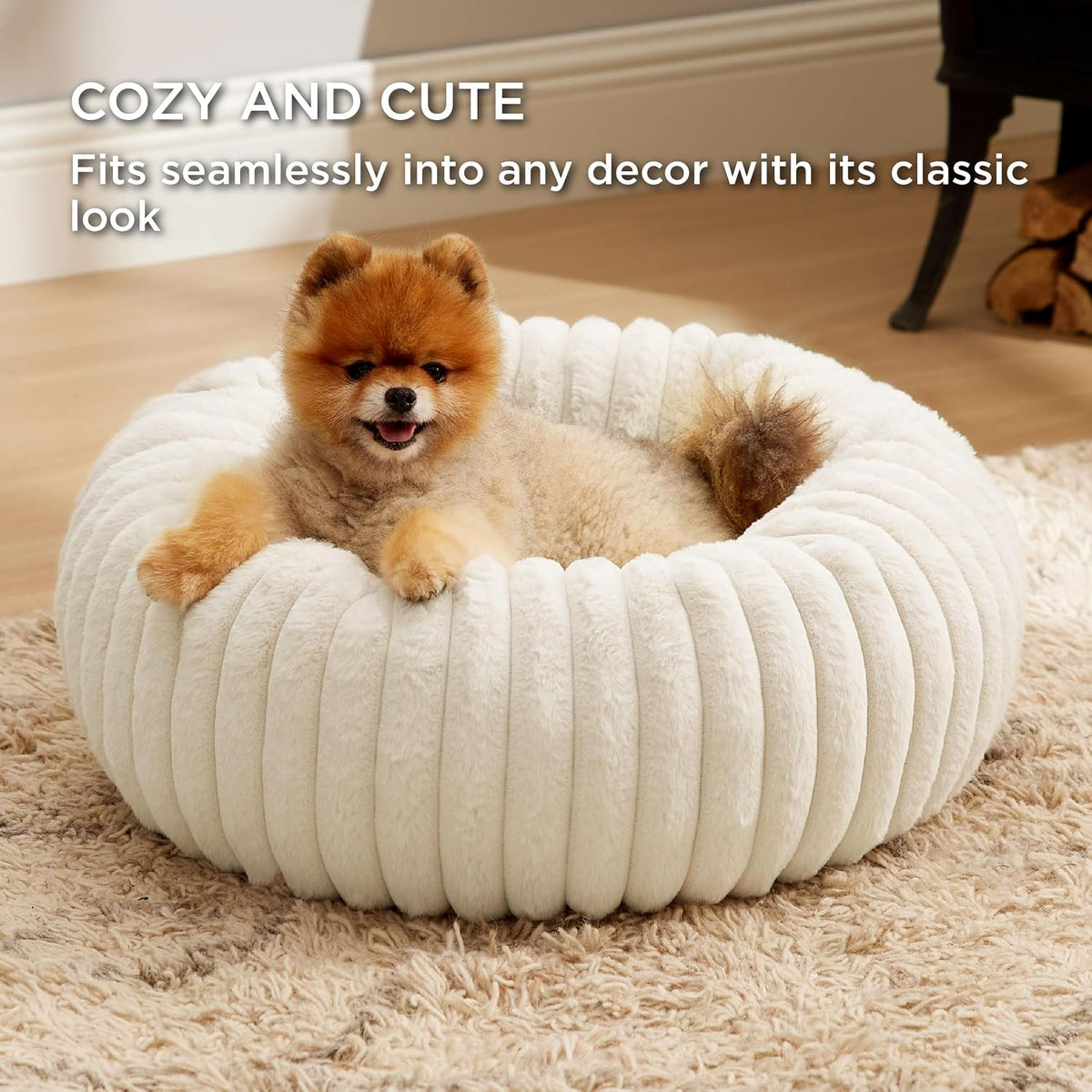 ComfyFleece® Donut Dog Bed Medium Size Dog with Washable Cover