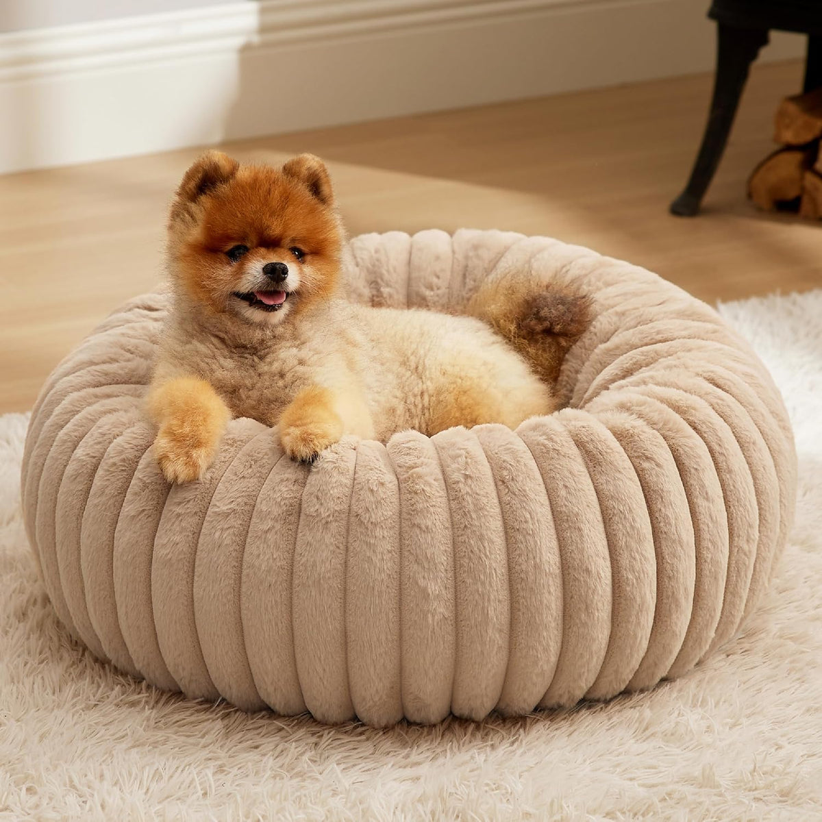 ComfyFleece® Donut Dog Bed Medium Size Dog with Washable Cover