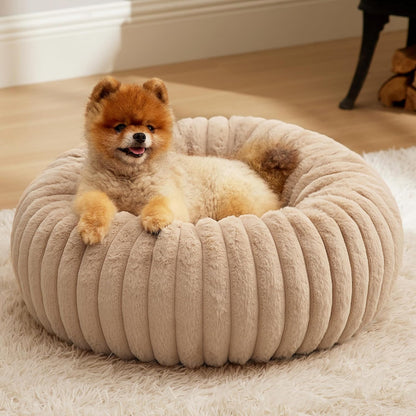 ComfyFleece® Donut Dog Bed Medium Size Dog with Washable Cover