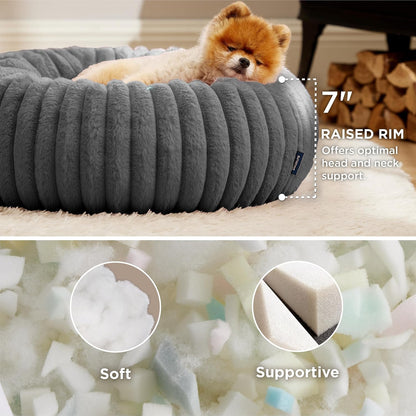 ComfyFleece® Donut Dog Bed Medium Size Dog with Washable Cover