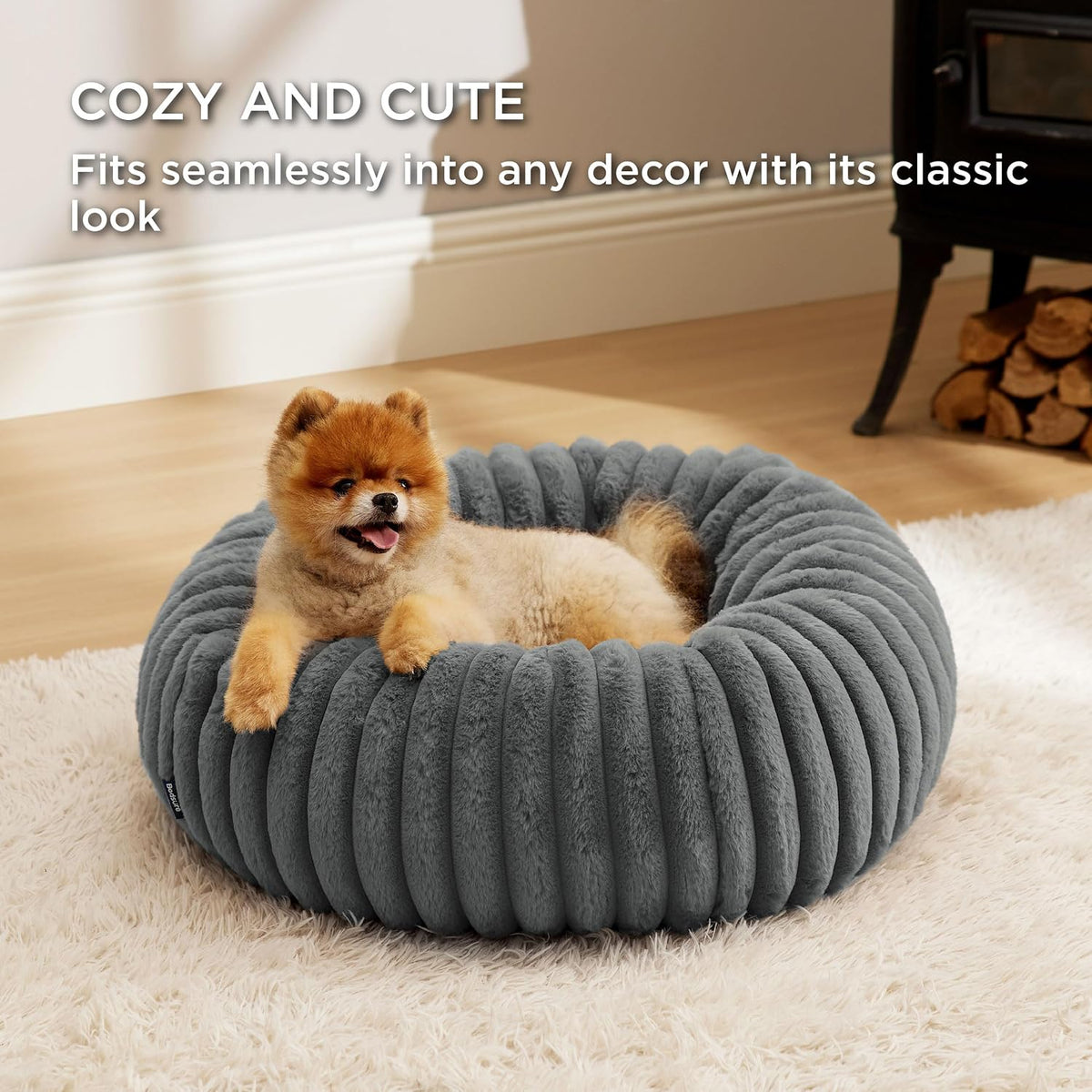 ComfyFleece® Donut Dog Bed Medium Size Dog with Washable Cover