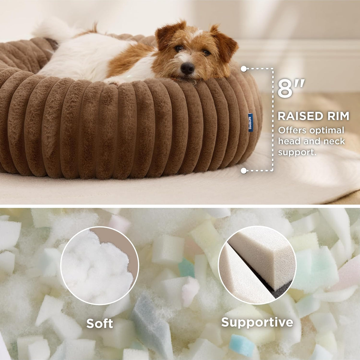ComfyFleece® Donut Dog Bed Medium Size Dog with Washable Cover