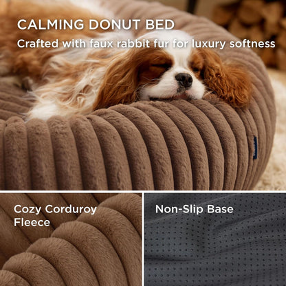 ComfyFleece® Donut Dog Bed Medium Size Dog with Washable Cover