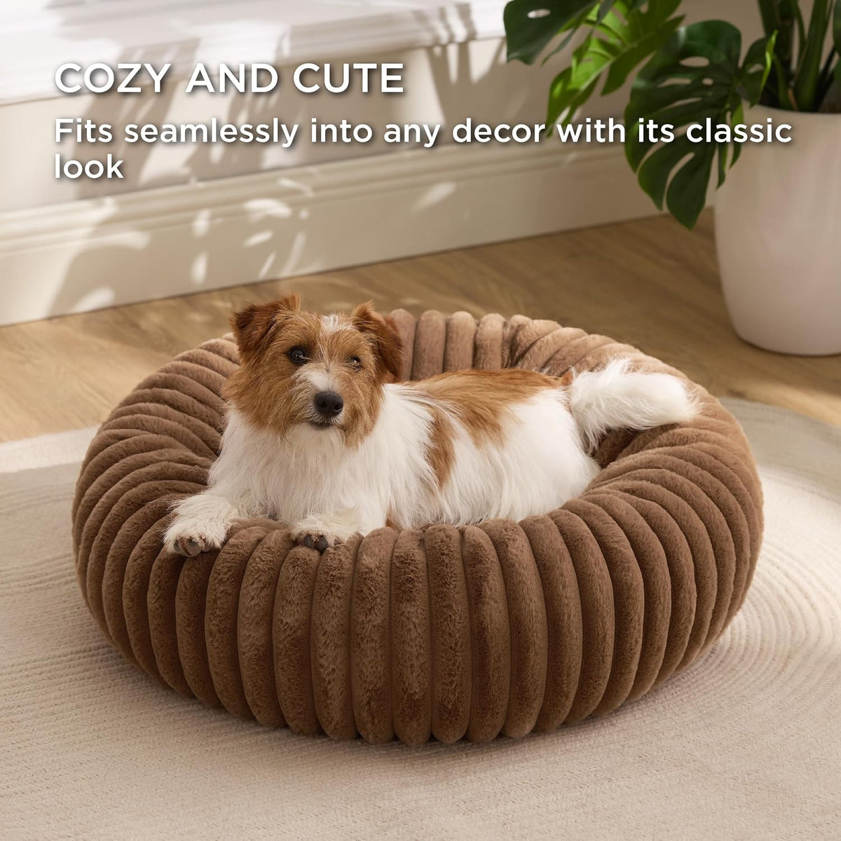 ComfyFleece® Donut Dog Bed Medium Size Dog with Washable Cover