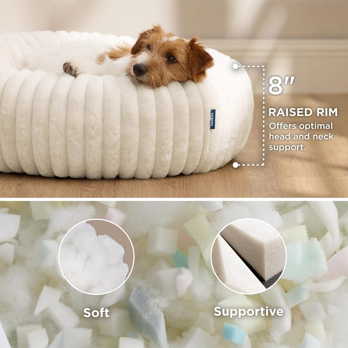 ComfyFleece® Donut Dog Bed Medium Size Dog with Washable Cover