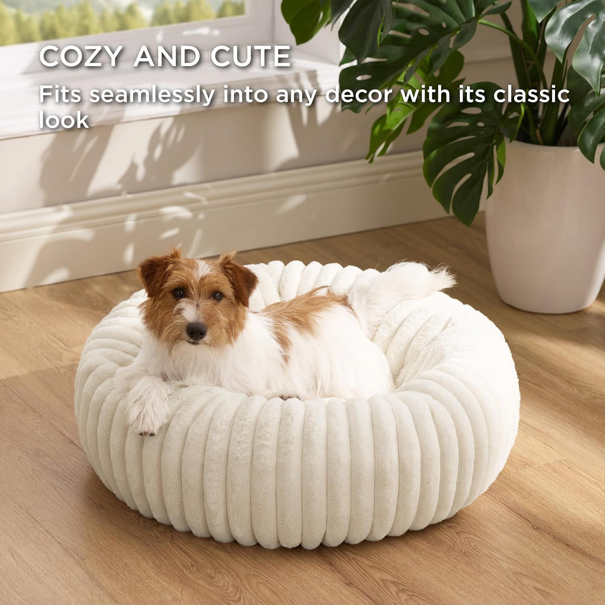 ComfyFleece® Donut Dog Bed Medium Size Dog with Washable Cover