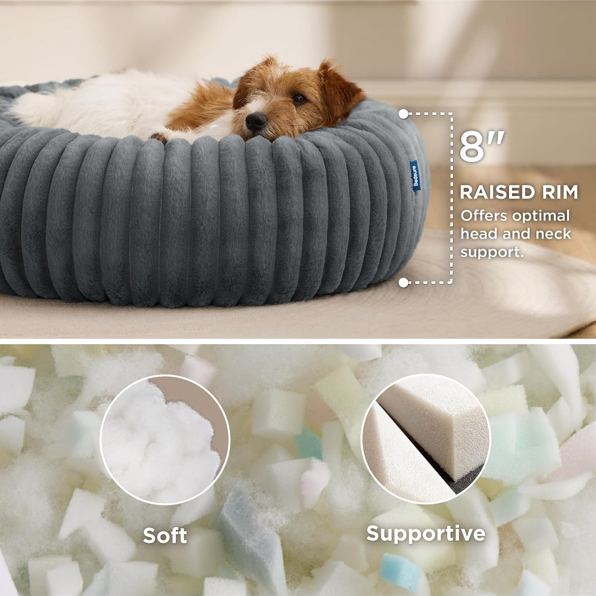 ComfyFleece® Donut Dog Bed Medium Size Dog with Washable Cover