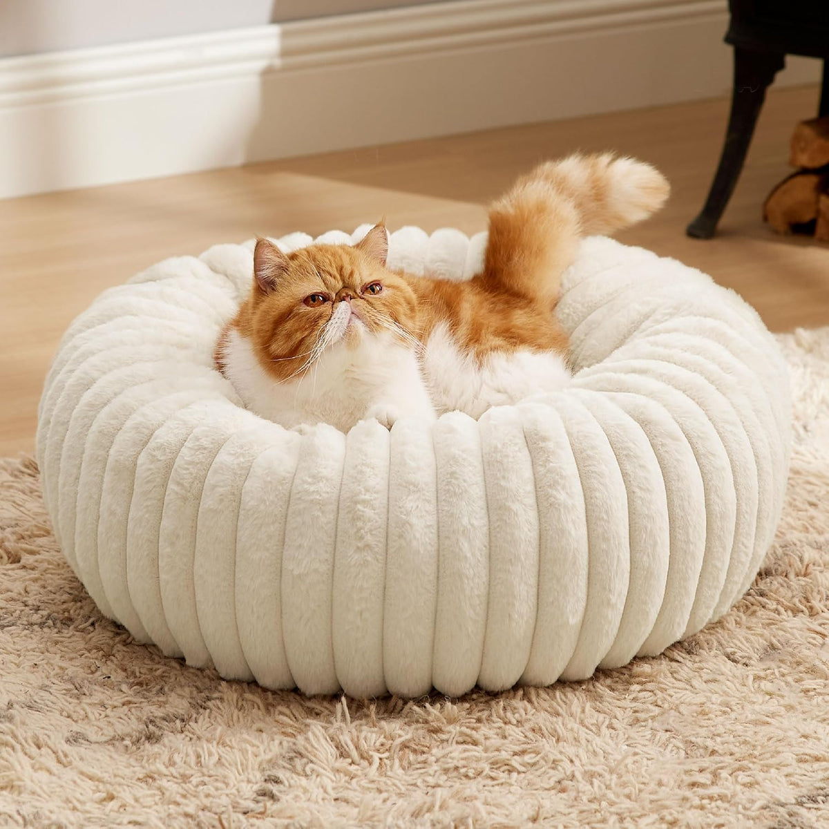 ComfyFleece® Donut Dog Bed Medium Size Dog with Washable Cover