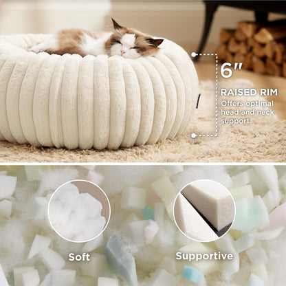 ComfyFleece® Donut Dog Bed Medium Size Dog with Washable Cover