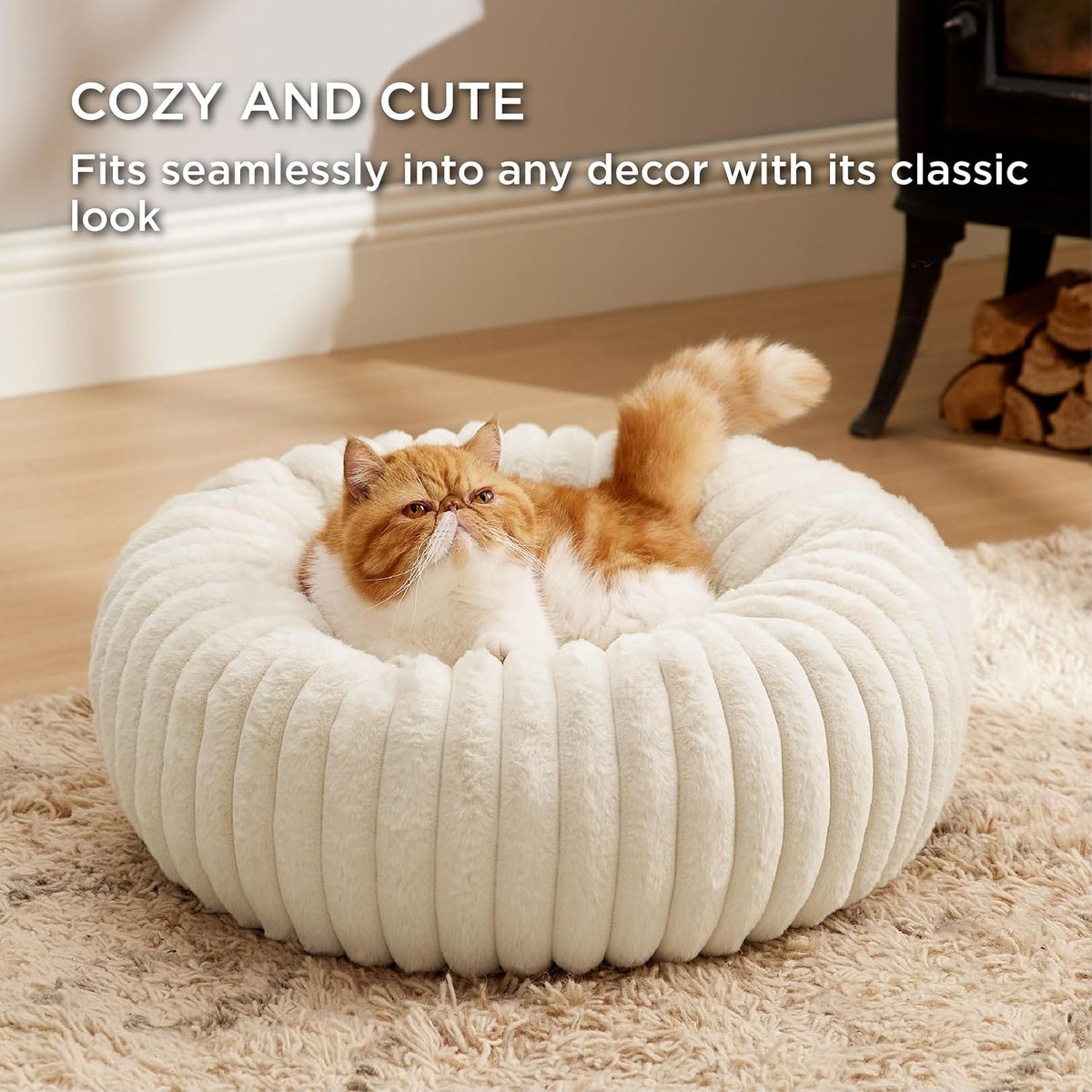 ComfyFleece® Donut Dog Bed Medium Size Dog with Washable Cover