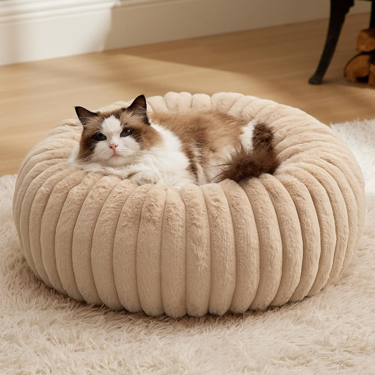 ComfyFleece® Donut Dog Bed Medium Size Dog with Washable Cover