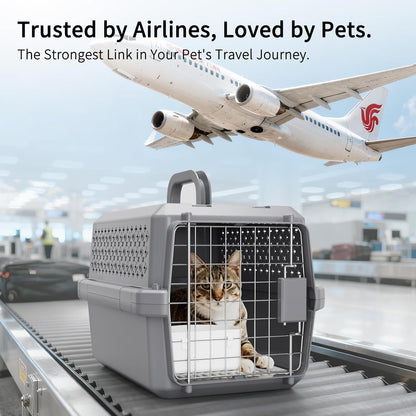Airline-Approved Pet Carrier: Hard-Sided Crate for Cats & Dogs